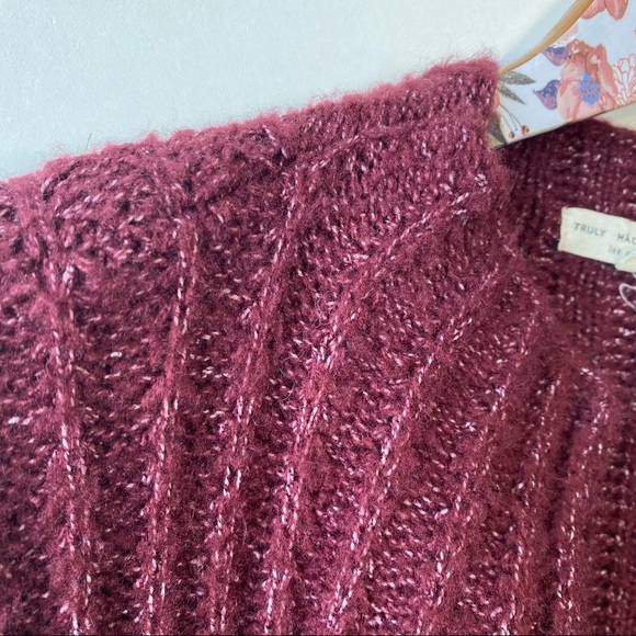 TRULY MADLY DEEPLY Ava Maroon Chunky Cardigan Small Oversized Balloon Sleeve - Picture 6 of 11